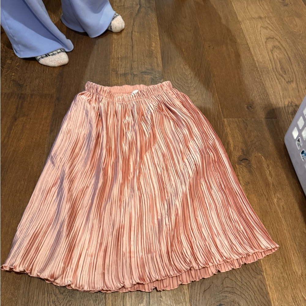 Abercrombie & Fitch Pink Pleated Midi Skirt for Cocktails